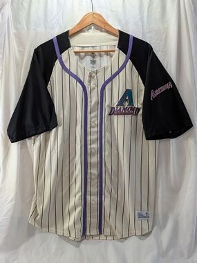 Arizona Diamondbacks MLB Cream & Black Pinstripe Baseball Jersey Size XL 46-48